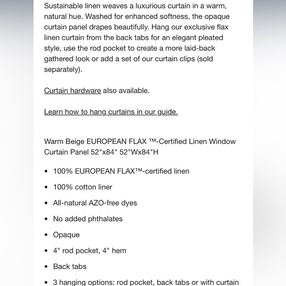 CRATE & BARREL EUROPEAN FLAX CERTIFIED LINEN LINED DRAPERY SET OF 2 - 52 x … - Picture 8 of 8